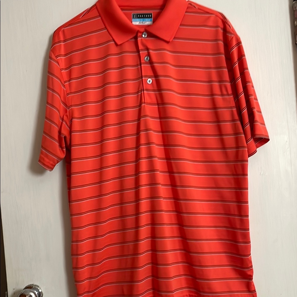 Men’s PGA Tour Vibrant Red Striped Polo Shirt